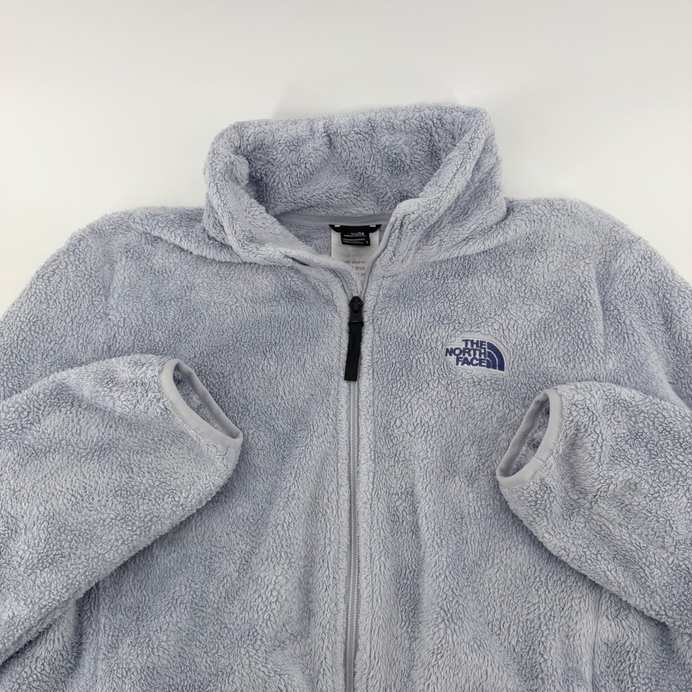 The North Face Osito Full Zip Fleece Jacket Circular Design Sz L Light Blue Cozy
